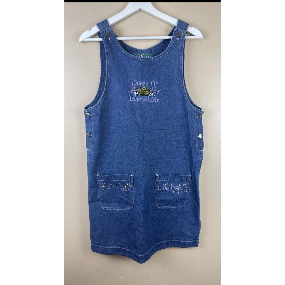 Vintage Big Dog Denim Embroidered Overall‎ Dress Teacher Prairie Women's 18/20
